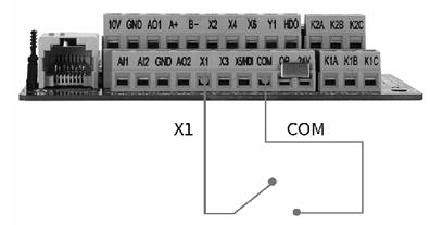 Схема подключения внешнего сигнала ВКЛ/ВЫКЛ для преобразователей переменного тока серии SKF8000 векторного типа мощностью 45 ~ 720 кВт